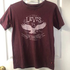 Levi's youth red tab eagle graphic tee, burgundy, size L 12-13years